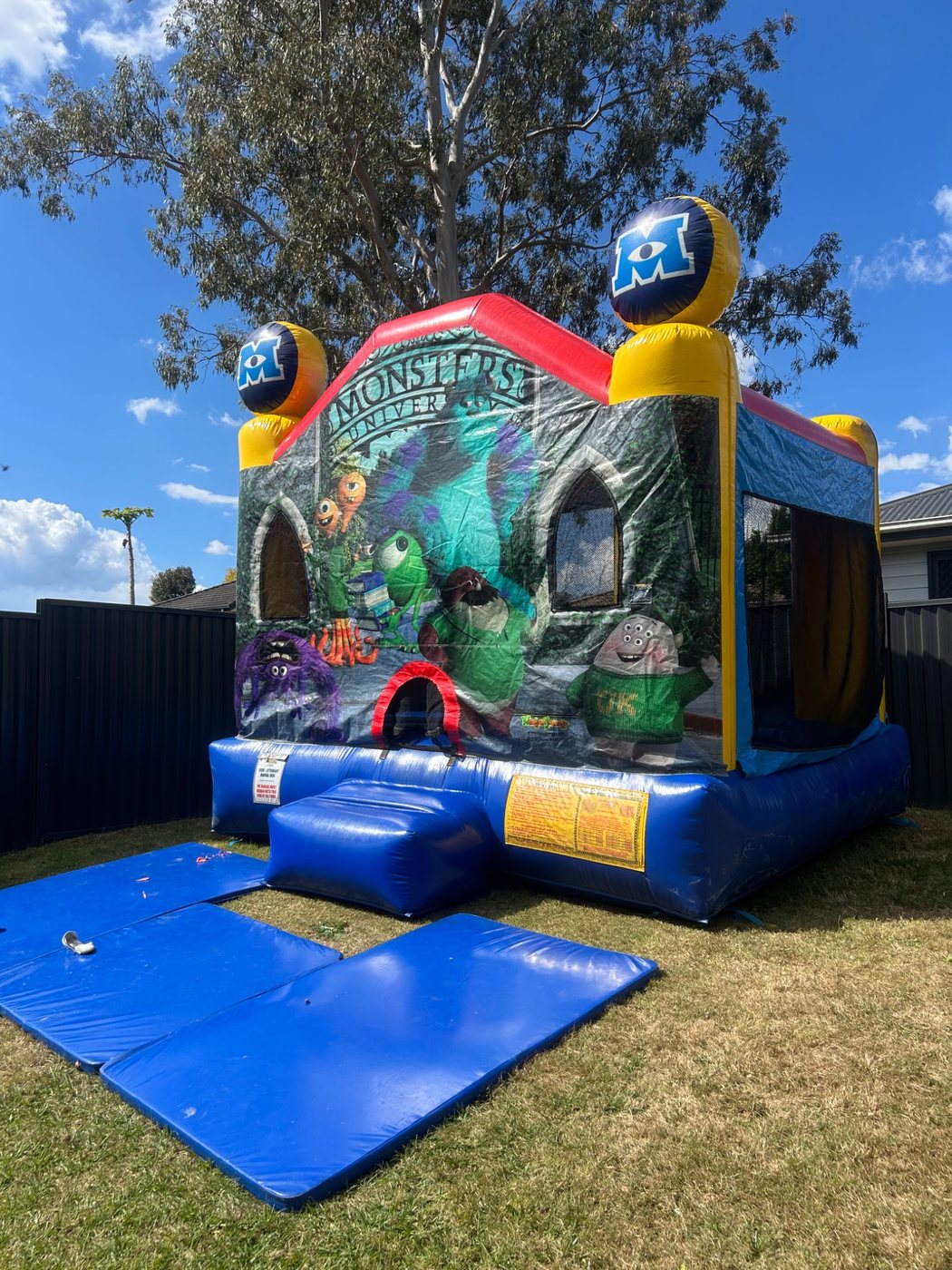 Themed jumping castle viewed from the front
